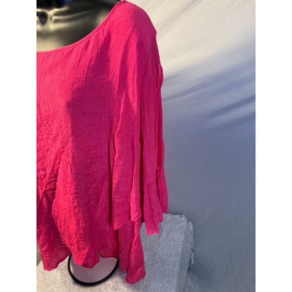 IN Studio Barbie Pink Tunic Top Shirt Bell Sleeves Womens Plus 2X Flowy 18/20 - Picture 2 of 3